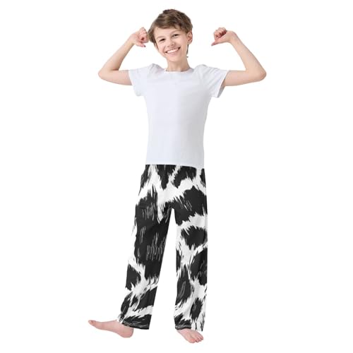 Boys' Pants Animal Skin Black White Long Bottoms Jogger Pants Elastic Waist Trousers with Pockets S-XL2