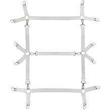 Bed Sheet Straps,Fitted Sheet Clips,Adjustable Bed Sheet Fasteners for Fitted Bed Sheets, Bed Scrunchie for Mattress Pad Covers White