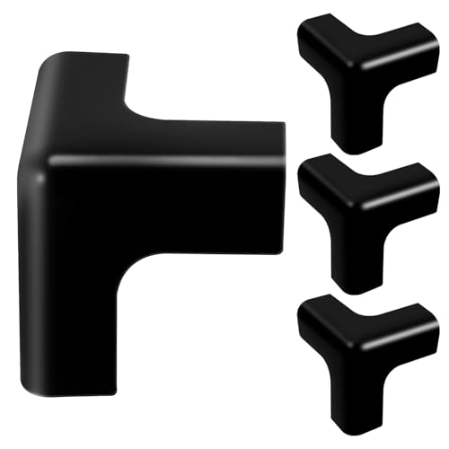 Zerodeko Protectores de Esquinas para Mesa 4 Unidades, Pvc Suave y Resistente, Color Negro T en 45x45 Mm, Protección contra Impactos para Muebles, Seguridad para Bebés, Uso en Escritorios