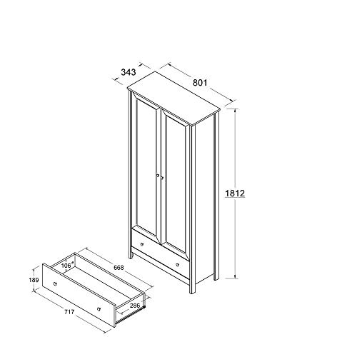 Estante Livreiro 2 Portas 1 Gaveta Ditália E-954 cor:diamond