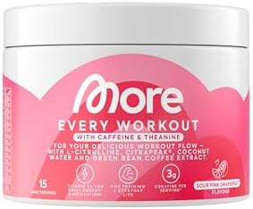 MORE Every Workout, Pink Grapefruit mit Koffein & L Theanine, 270 g | Pre Workout Booster
