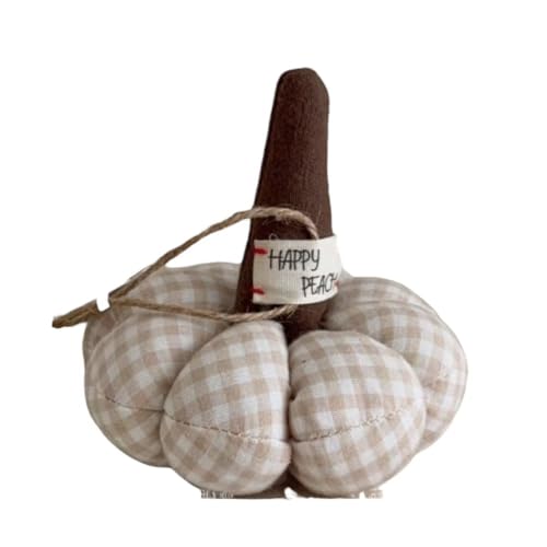Fabric Pumpkin Decor, Stuffed Gnome Stem, Fall Harvest Theme, Jute Twine Hanger (C)