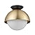 Globe Electric Oswald 1-Light Flush Mount, Matte Brass, Matte Black Accent Canopy, Frosted Glass Shade, Bulb Not Included