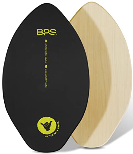 BPS ‘Shaka’ 35 Inch Skim Board – Epoxy Coated Wood Skimboard with EVA Pads – No Need for Wax – Skimboard for Beginner to Advanced – Medium Skimboard (Black)