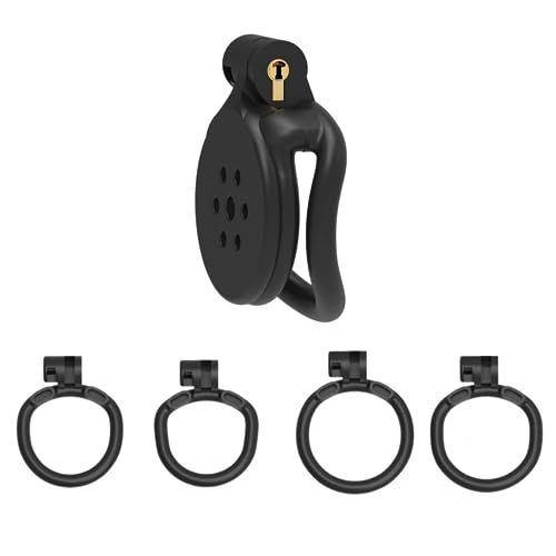 Gabbia Di Castità Piatta, Gabbia Di Castità Piccola, Gabbia Di Castità Invertita Per Uomo Gabbia Per Pene Uomo Design Con Serratura Scura, Bondage Per Coppie SM Giocattoli Sessuali L (B)