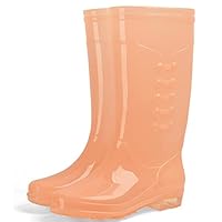 WKNBEU Women Fashion Mid Calf Garden Boots Rain Boots Waterproof Lightweight Cute Booties Out Work Comfortable Garden Outdoor Shoes(Color:Orange,Size:39)