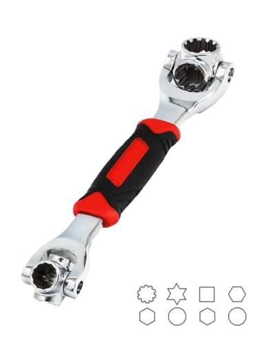 MAGIC SELECT Llave de Carraca de Vaso Universal 48 en 1. Llave de Tubo con Cabezal Giratorio 360º, Cabezales 8-19mm. Herramienta de Reparación Multifunción para el Hogar, el Coche. Acero CRV.