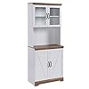 HOMCOM 70" Farmhouse Kitchen Buffet with Hutch, Kitchen Pantry Storage Cabinet with Glass Doors, Adjustable Shelves, Open Microwave Countertop, White HOMCOM 70" Farmhouse Kitchen Buffet with Hutch, Kitchen Pantry Storage Cabinet with Glass Doors, Adjustable Shelves, Open Microwave Countertop, White