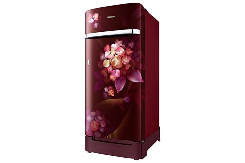 Image of Samsung 189 L, 5 Star, Digital Inverter, Direct-Cool Single Door Refrigerator (RR21H2H25HT /HL, Red, Hydrangea Plum, Base Stand Drawer, Single Touch Defrost, 2026 Model)