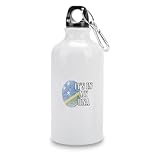Ambos lados están impresos It\'s In My DNA Bandera de las Islas Salomón huella dactilar divertida botella de agua deportiva de aluminio Islas Salomón aislada botella de agua deportiva con mosquetón, 40 ml, para escalar