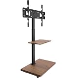 XTRARM Delpho - Soporte de TV móvil con estante, 32-70 pulgadas, 35 kg, muchos tamaños VESA, altura variable hasta 130 cm, color negro nogal