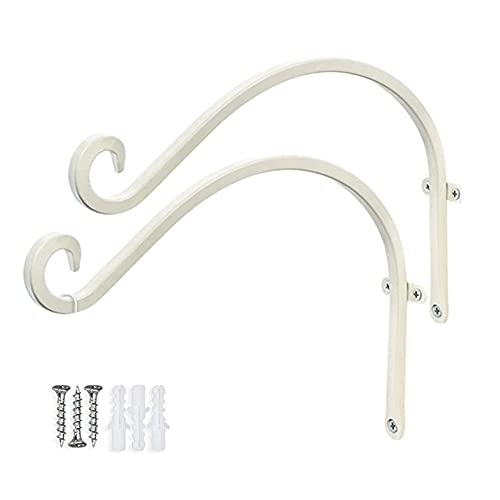 Jauhmui 2Pcs Pflanzenhalterung Blumenampelhalter,Retro-Gartenhaken,Haken für blumenampel,Pflanzenhaken,Eisen Wandhaken mit Schrauben,Blumen wandhalterung,für Vogelkäfige,Windspiele,Blumentöpfe (Weiß)