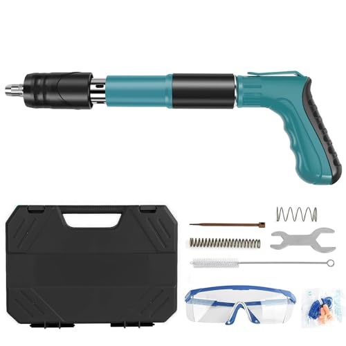 Clavadora Beton, Pistola de clavos manual, Kit de pistola manual para cemento y hierro, 5 velocidades pistolas neumáticas para acero y hormigón, con gafas (clavos no incluidos)