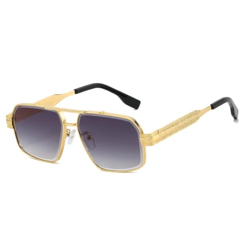 Lunettes de soleil carrées de luxe avec monture ciselée élégante