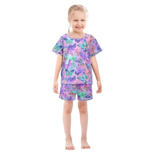 Pajama Sets Butterfly Pattern Short Sleeve Summer Sleepwear 2 Piece Pjs3