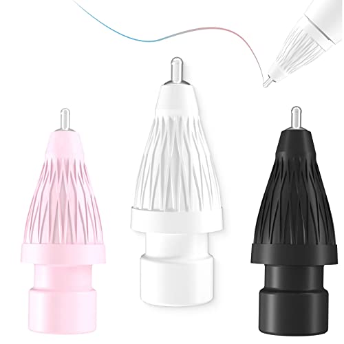 Colorido bolígrafo de punta fina como puntas para Apple Pencil 2/1 generación, control preciso de acero inoxidable, sin desgaste, punta de lápiz iPad, 3 unidades, (negro, blanco, rosa) Cover