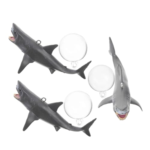 Ipetboom 3個セット 水槽のサメの装飾 水槽用エアーポンプ 水槽のアクセサリーの装飾 空気 フローティング水槽の装飾 水槽の付属品 フィッシュボウル フィーダ 魚 Dark Grey 塩ビ