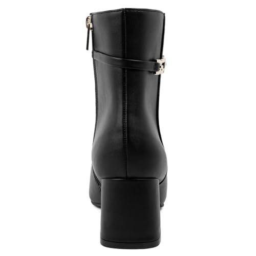 Jones New York Women’s Dress Booties with Block Heel and Gold Heel Accent, Side Zip Ankle Boots for Office & Evening Wear - Durling3