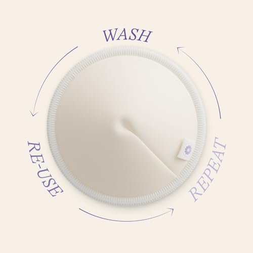Lansinoh Reusable Breast Pads Maternity - 8 Pack - Ultra-Soft & Absorbent - Machine Washable Organic Bamboo Nursing Pads - Includes Washbag - Breast Feeding Essentials - 5