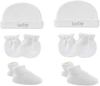 ANKIMA Baby Soft Cotton Mittens Caps and Booties Gift Set for New Born Baby Pack of 2 White Price In India