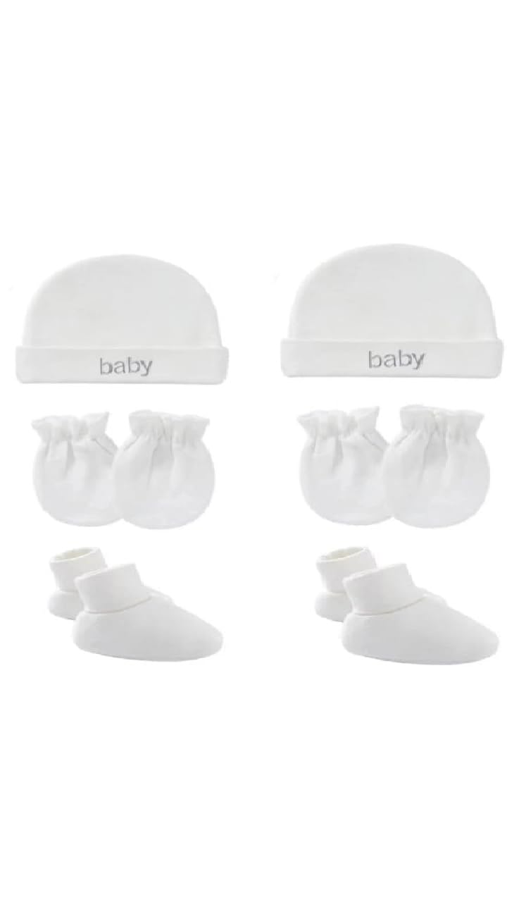 ANKIMA Baby Soft Cotton Mittens Caps and Booties Gift Set for New Born Baby Pack of 2 White - Review, Price and Buying Guide