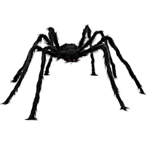 Goklmn Halloween Giant Spider 4ft Black Soft Hairy Scary Big Spider Scary Giant Spider Halloween Spider Decorations for Indoor Outdoor Yard Party Halloween Decor Cover