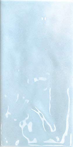 Gloss Ceramic Wall Tile - Joyful Gloss Brick Tile 100mm x 200mm - Versatile Laying Options - Easy Installation - Single Tile, Sky Blue