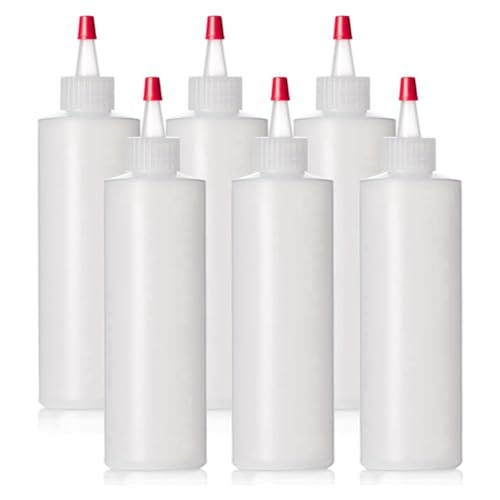 Kznifmk PláSticas Exprimibles para Condimentos de 250 Ml, Tapa Yorker con Punta Roja, Sin, Dispensadoras, Paquete de 6