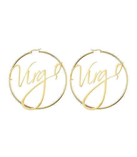 Boho Horoscope 12 Zodiac Sign Hoop Earrings 18k Gold Plated Womens Fashion Jewelry Astrology Inspired Jewelry Women Teens Hypoallergenic Lightweight Hoop Earrings