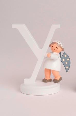 Ange Erzgebirge Lettre Y 7 cm souvenir bois traditionnel
