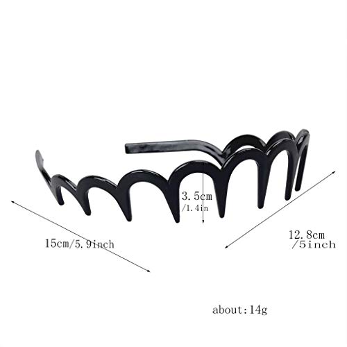 Fodattm 2Pcs Zig Zag Shark Tooth Hairband Plastic Headband Hair Comb Women Hair Hoop Hair Accessories (E#) #TOP1
