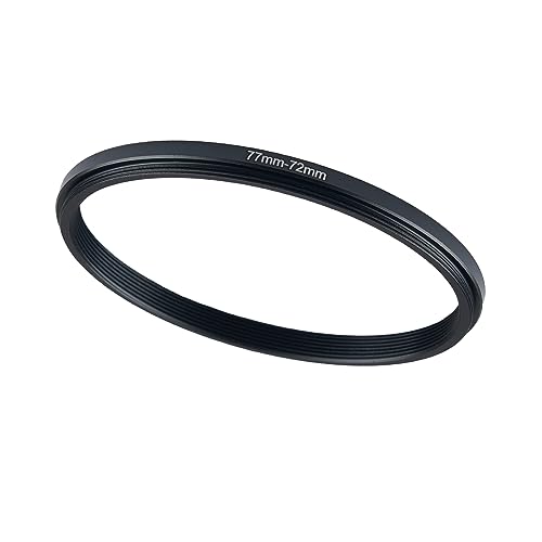 Image of 77mm to 72mm Step Up Ring Filter Adapter Black Metal Step up Adapter Rings Compatible with All Brand UV CPL ND Camera Lens Filter Step Down Ring (77mm-72mm)