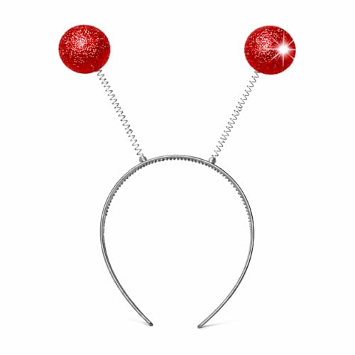 TK Gruppe Timo Klingler Haarreif Kopfhut Schmetterling Bommel Wackel Alien Fühler Marienkäfer Fasching & Karneval für Erwachsene & Kinder & Fastnachtskostüme (Rot)