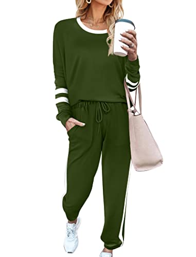 Image of Aloodor Sweatsuit for Women 2 Piece Outfits for Womens Crewneck Sweatshirts Pullover