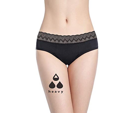 NoBlood Bragas Menstruales absorbentes= 2 tampones - Lavables - Algodón - Ecológicas - Menstruación - Bragas de Reglas Flujo Periódico de moderado a abundante- Incontinencia (Yun, S)