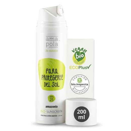 Amapola Bio Crema Solar Ecológica y Vegana FPS 25 - Protección Solar Mineral Orgánica Certificada - Amazonia [200 ml]