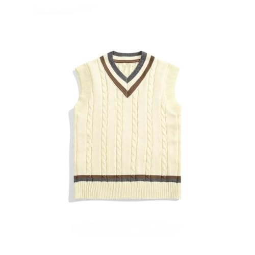 Men’S V-Neck Sweater Vest Color Block Spliced Sleeveless Knitted Pullover British Retro Style Layered Waistcoat2