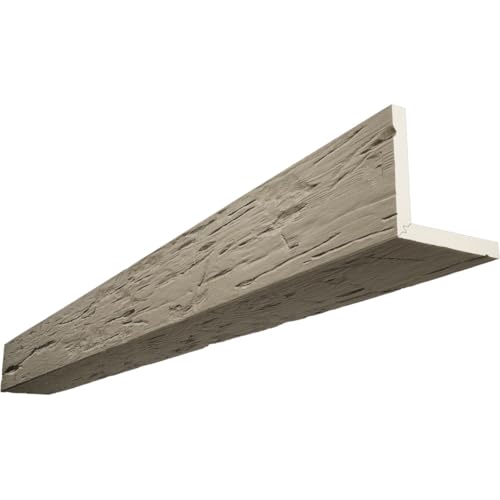 10"W x 4"H x 12'L 2-Sided (L-Beam) Hand Hewn Endurathane Faux Wood Ceiling Beam, Champagne Mist