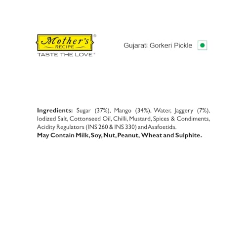 Mother's Recipe Gujarati Gorkeri Pickle Bottle, 350 g