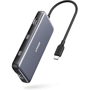 Anker Hub USB-C 555 (8 en 1), con entrega de energía de 85 W, puerto HDMI 4K 60Hz, puertos USB C de 10 Gbps y 2 A de datos, lector de tarjetas SD microSD Ethernet, para MacBook Pro Más