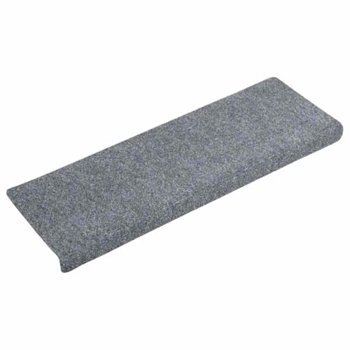 vidaXL Felpudos autoadhesivos para escaleras, 5 Unidades, 65 x 21 x 4 cm, Gris Claro, Borde Rectangular