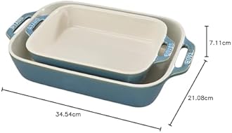 Staub 40511-924 Ceramics Rectangular Baking Dish Set, 2-piece, Rustic Turquoise