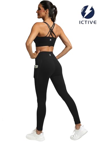 ICTIVE Sports Bras for Women High Impact Bust Push up Crisscross Back Workout Running Bra Black S — view 3