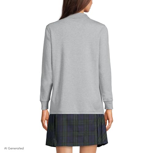 Image of Lands' End School Uniform Kids Long Sleeve Interlock Polo Shirt