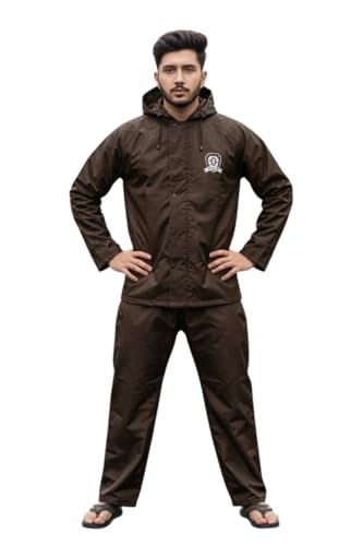 Image of Men's Waterproof Raincoat with Hood | All-Season Lightweight Rain Wear for Bike Riding, Travel & Outdoor Use | Full Sleeve Windproof Rain Jacket for Men