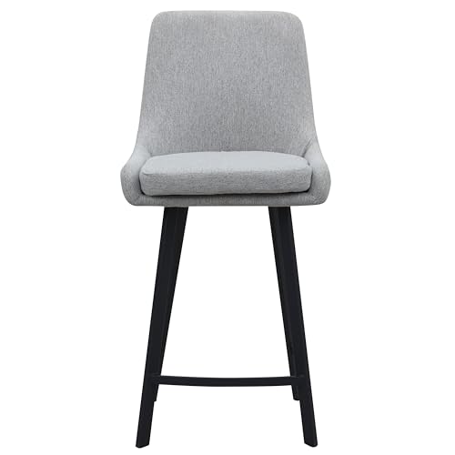 Image of Leick Home 10144-BLGL Upholstered Back Counter Height Stool with Steel Base, Set of 2, for Kitchen Counters and Islands, Gray and Black