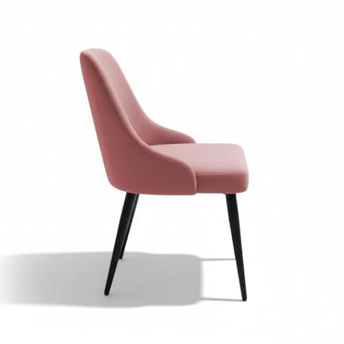 Image of Finch Fox Taskpro Modern Unique Velvet Upholstered Seating Living Room Dining Chair with Black Metal Legs in Pink Color (Set of 6)