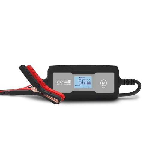 Image of Type S 5A Smart Battery Charger & Maintainer - 6V & 12V Automatic Car Battery Charger for Cars, Trucks, Motorcycles, Boats, ATVs, Lawn Mowers, RVs - Lead-Acid, AGM, Gel, LiFePO4 Batteries