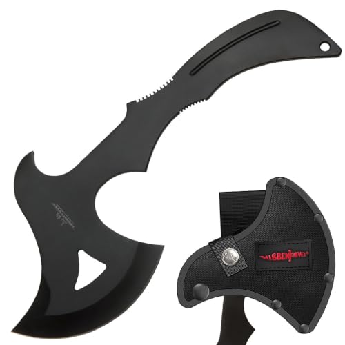 Gil Hibben Black Pro Throwing Axe | One-Piece Stainless Steel Construction | Black Oxide Finish | Balanced Throwing Axe | Nylon Sheath Included | Designed By Gil Hibben