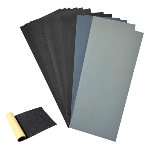 ASIRYVA 12pcs Wet and Dry Sandpaper for metal 800 to 5000 Multi Grit Sand Paper for Wood Furniture Cars Polishing Metals Walls Finishing Metal Sanding and Home Improvement